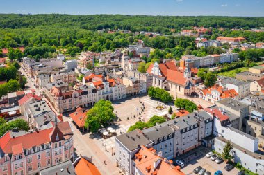 Beautiful architecture of the old town in Wejherowo in summer, Poland clipart