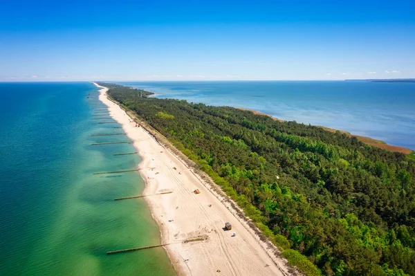 Aerial landscape of the beach in Wladyslawowo by the Baltic Sea at summer. Poland.