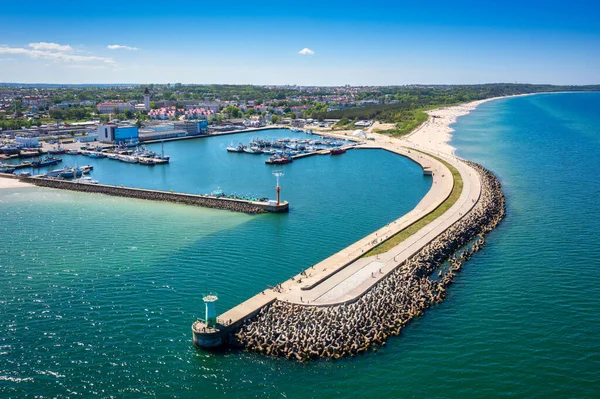 Aerial Landscape Harbor Wladyslawowo Baltic Sea Summer Poland — Stock Photo, Image