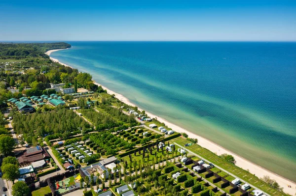 Luftaufnahme Des Strandes Rozewie Der Ostsee Sommer Polen — Stockfoto