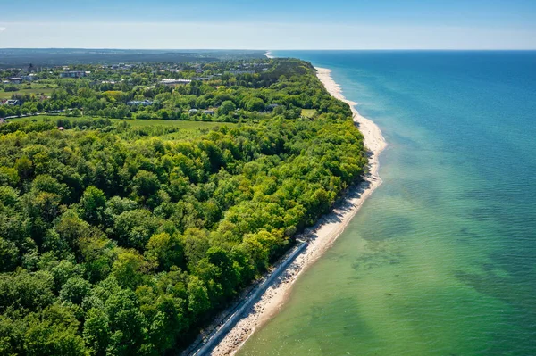 Paesaggio Aereo Della Scogliera Rozewie Sul Mar Baltico Estate Polonia — Foto Stock