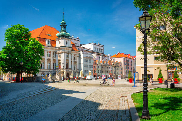 Legnica, Poland - June 27, 2022: Beautiful architecture of the Legnica city in Lower Silesia, Poland