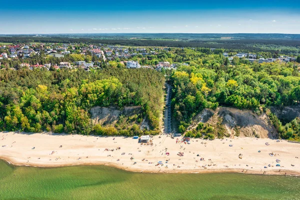 Aerial landscape of the beach in Jastrzebia Gora by the Baltic Sea at summer. Poland.