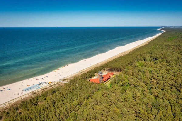 Aerial Landscape Beach Debki Baltic Sea Summer Poland — Foto Stock