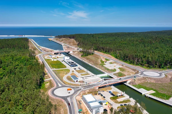 Vistula Spit Baltık Denizi Giden Bir Kanal Inşaatı Polonya — Stok fotoğraf
