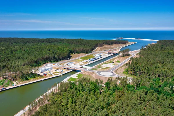Construction Canal Baltic Sea Vistula Spit Poland — Stock Photo, Image