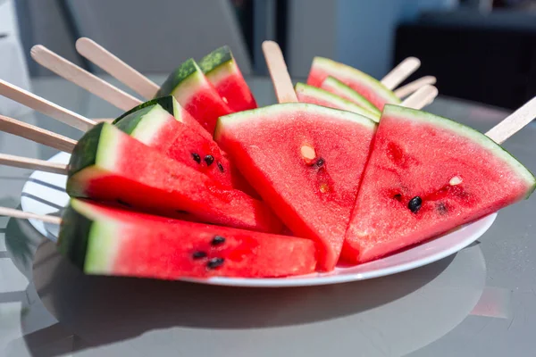 Watermelon Slices Ice Cream Sticks — Photo