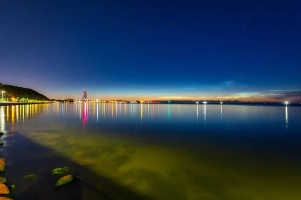 Noctilucent Clouds Gdynia Cityscape Night Poland — 스톡 사진