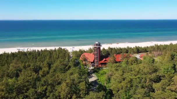 Krajobraz Lotniczy Plaży Debki Nad Morzem Bałtyckim Lecie Polska — Wideo stockowe
