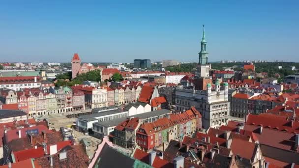 Piękna Architektura Rynku Głównego Poznaniu Latem Polska — Wideo stockowe