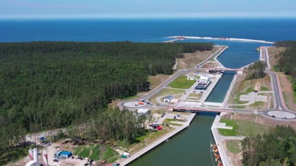 Construção Canal Para Mar Báltico Vistula Spit Polónia — Vídeo de Stock