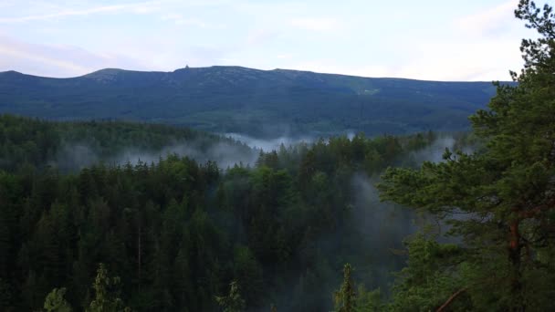 Morning Mists Karkonosze Mountains Poland — Wideo stockowe