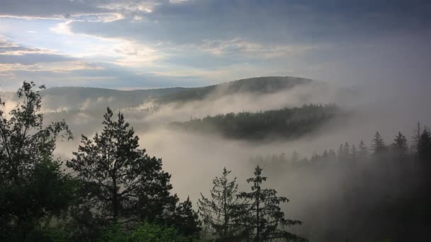 Morning Mists Karkonosze Mountains Poland — Stok video