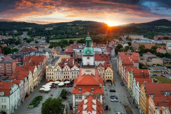 Beautiful Architecture Town Hall Square Jelenia Gora Sunset Poland — стоковое фото