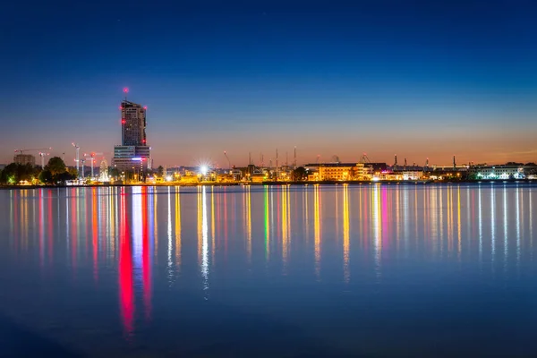 Cityscape Gdynia Baltic Sea Night Poland — стоковое фото