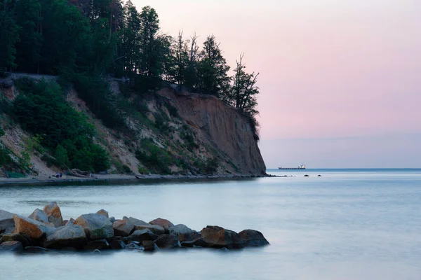 Baltic Sea Cliff Gdynia Orlowo Dusk Poland — Stock Photo, Image