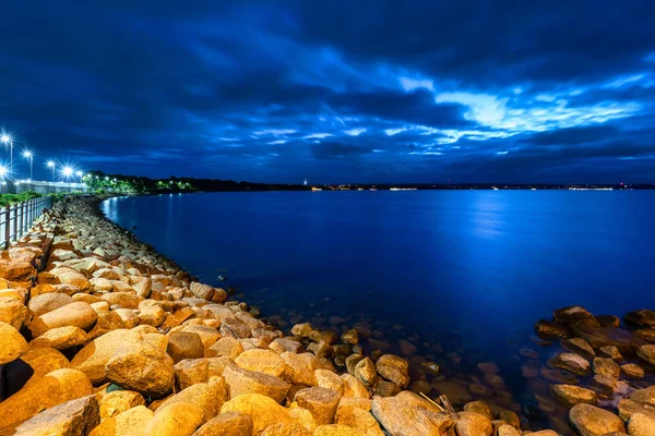 West Breakwater Nowy Port Dusk Gdansk Poland — Zdjęcie stockowe