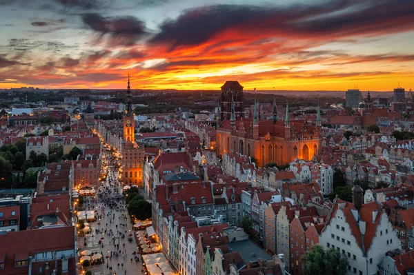 Hermosa Arquitectura Ciudad Principal Gdansk Atardecer Polonia — Foto de Stock