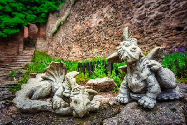 Jelenia Gora Poland June 2022 Little Dragon Statues Chojnik Castle — Stockfoto