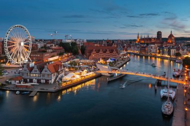 Beautiful Gdansk over the Motlawa river at dusk. Poland