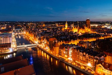 Beautiful Gdansk over the Motlawa river at dusk. Poland