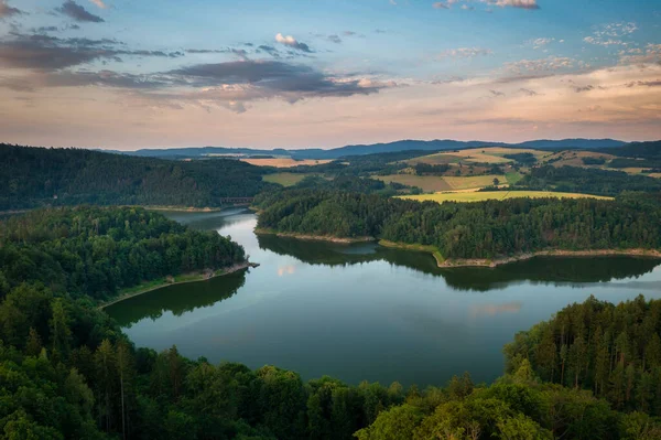 Beautiful Pilchowickie Lake Sunset Lower Silesia Poland — Fotografia de Stock