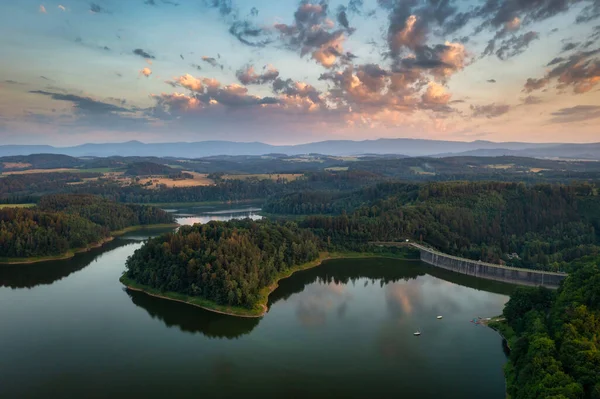 Beautiful Pilchowickie Lake Sunset Lower Silesia Poland — Fotografia de Stock