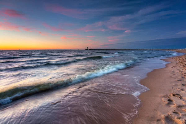 Sunset Beach Baltic Sea Gdansk Poland — Fotografia de Stock