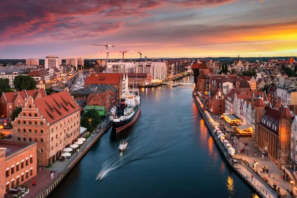 Beautiful Gdansk Motlawa River Sunset Poland — Stockfoto