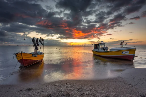 Beautiful Sunrise Beach Baltic Sea Sopot Poland — Stockfoto