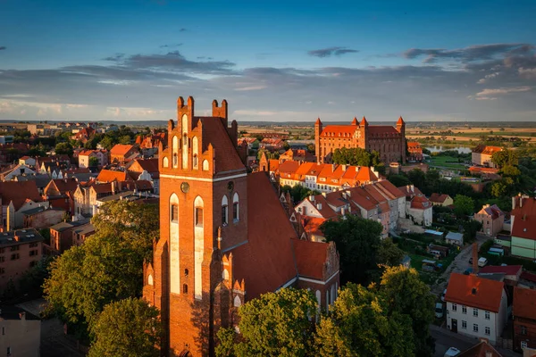 Teutonic Castle Church Gniew Light Setting Sun Poland — Foto Stock