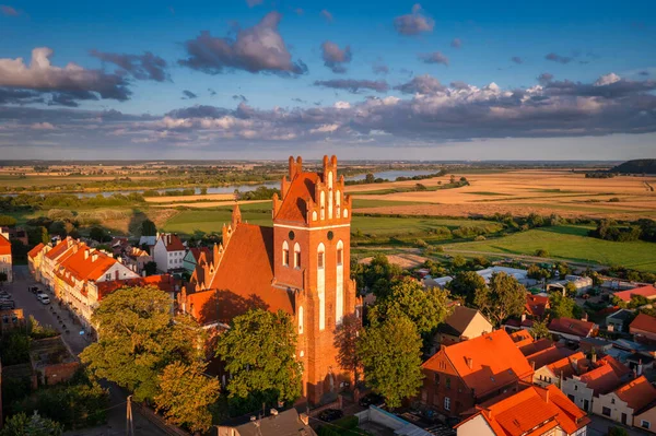Historic Church Gniew Light Setting Sun Poland — Foto de Stock
