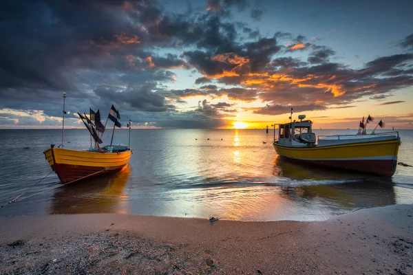 Beautiful Sunrise Beach Baltic Sea Sopot Poland — 스톡 사진