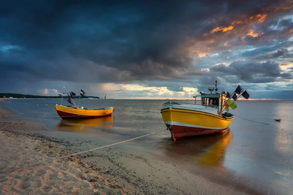 Beautiful Sunrise Beach Baltic Sea Sopot Poland — Stockfoto