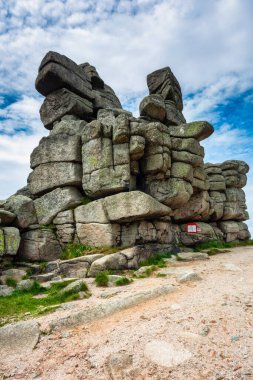 Summer scenery of the trail on Mount Szrenica in the Karkonosze Mountains, Poland.