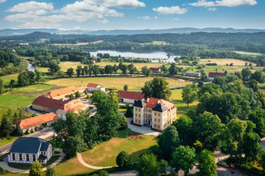 Beautiful architecture of the Lomnica Palace in Lower Silesia. Poland