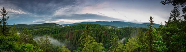 Panorama Karkonosze Mountains Poland Dawn — ストック写真