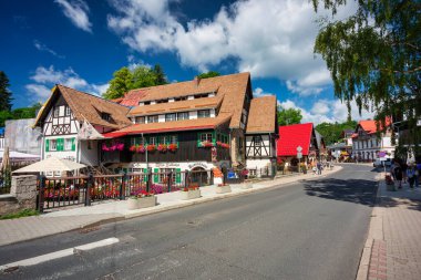 Szklarska Poreba, Poland - July 2, 2022: Beautiful architecture of the Szklarska Poreba town in Karkonosze mountains, Giant Mountains. Poland