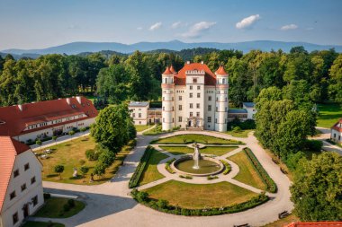 Beautiful architecture of the Wojanow Palace in Lower Silesia. Poland