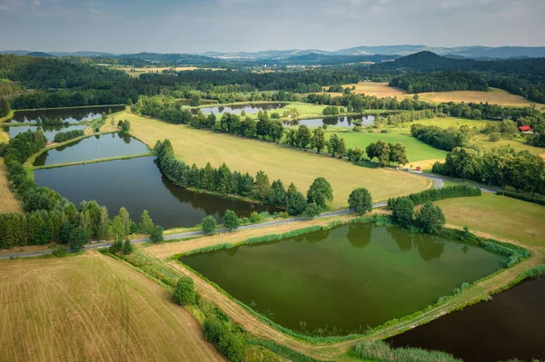 Beautiful Landscape Forests Fields Giant Mountains Lower Silesia Poland — Foto de Stock