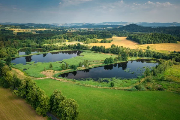 Beautiful Landscape Forests Fields Giant Mountains Lower Silesia Poland — стоковое фото