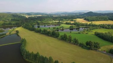 A beautiful landscape of forests and fields near the Giant Mountains, Lower Silesia. Poland