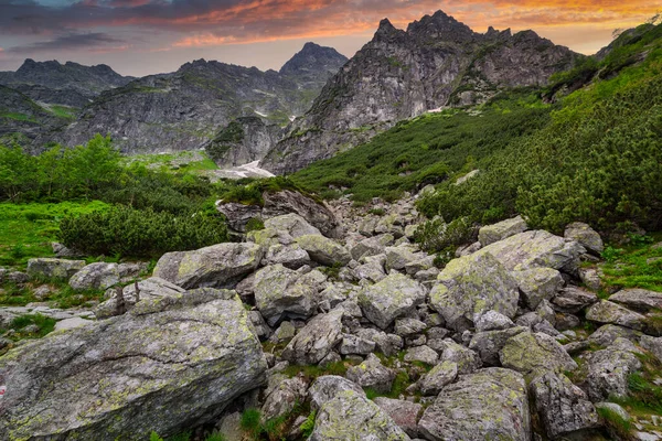 Niesamowity Zachód Słońca Tatrach Polska — Zdjęcie stockowe