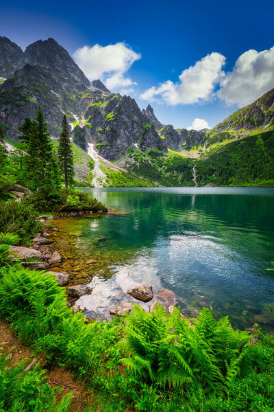 Amazing landscape of the Eye of the Sea Lake in Tatra Mountains, Poland