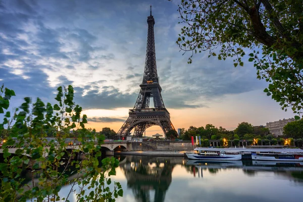 Eiffel Tower Seine River Paris Sunrise France — Stock Photo, Image