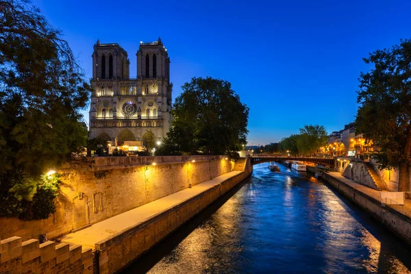 Notre Dame Cathedral Paris Seine River Dawn France — Stock Photo, Image