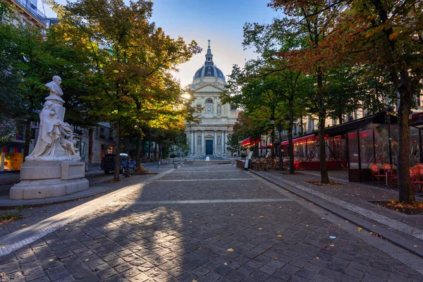 Fasaden Sorbonne Universitetsbyggnad Omgiven Träd Höstens Färger Paris Frankrike — Stockfoto