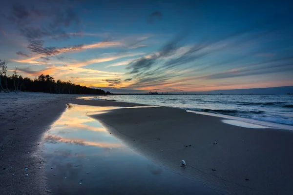 Sunset Beach Baltic Sea Gdansk Poland — Foto Stock