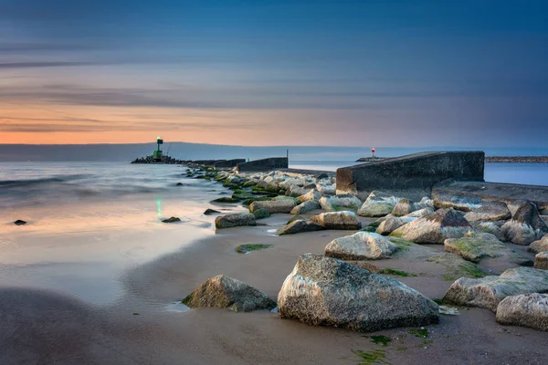 Sunset Beach Baltic Sea Gdansk Poland — Stock Photo, Image