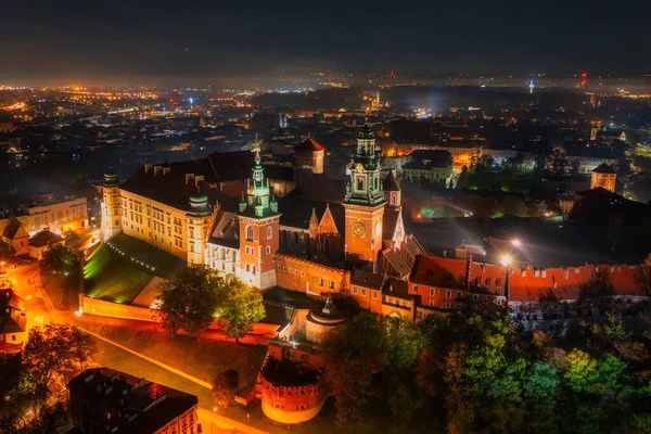 Wawel Royal Castle Natten Krakow Polen — Stockfoto